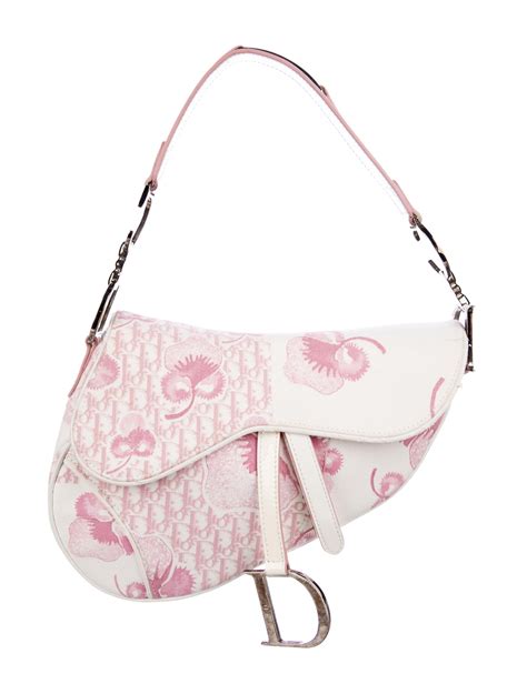 dior saddle bag pink floral|pre owned dior saddle bag.